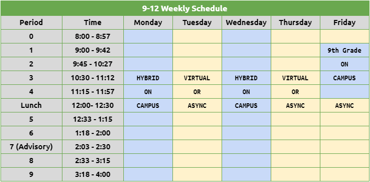 high school schedule