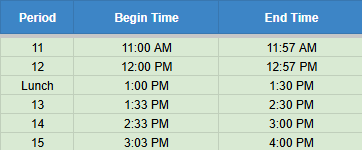 High school 2-hour delay schedule