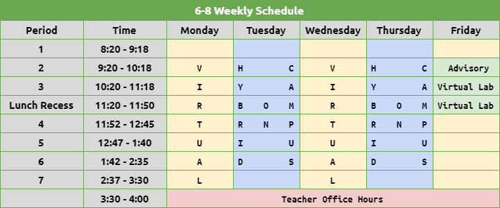 Middle School Schedule