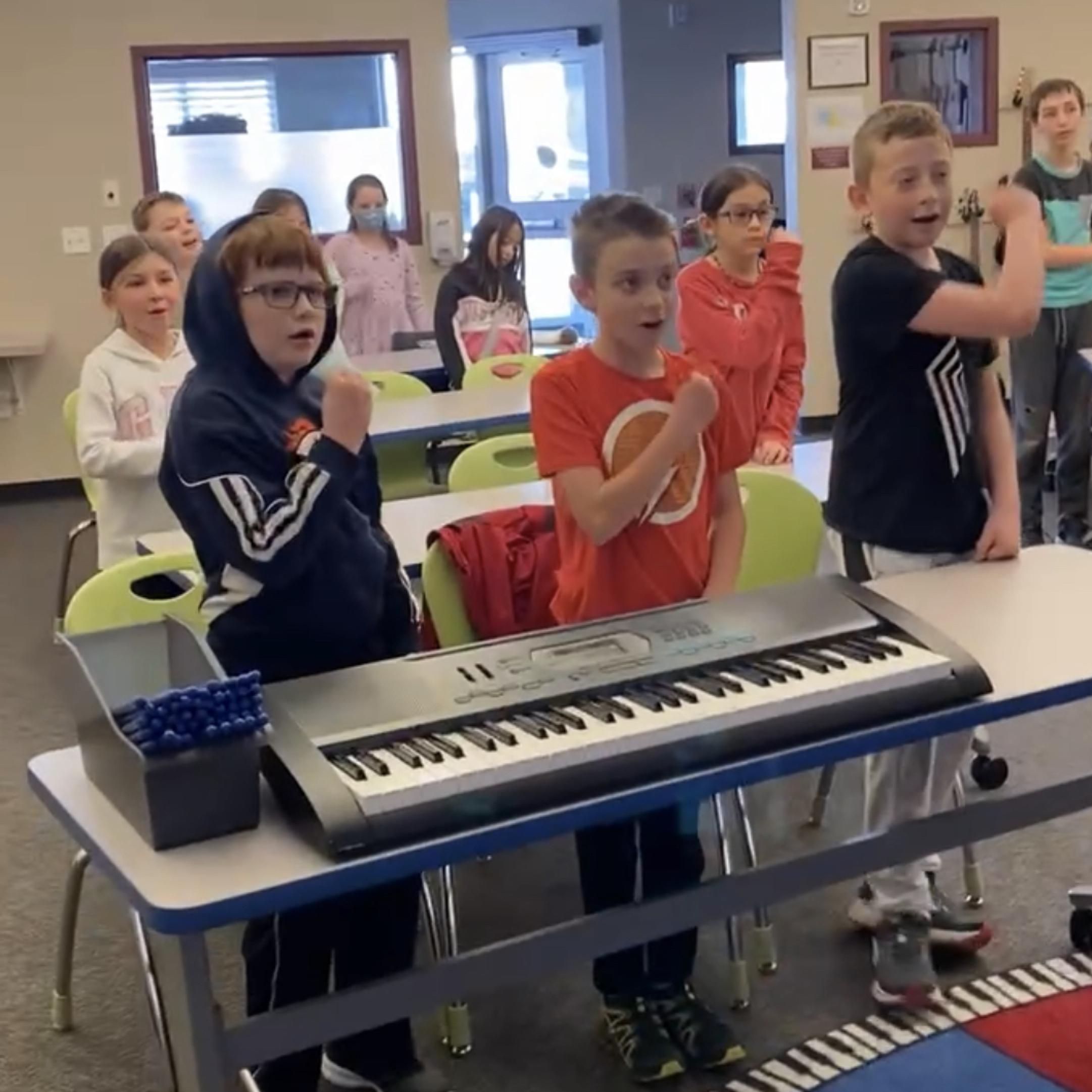 Elementary students in classroom