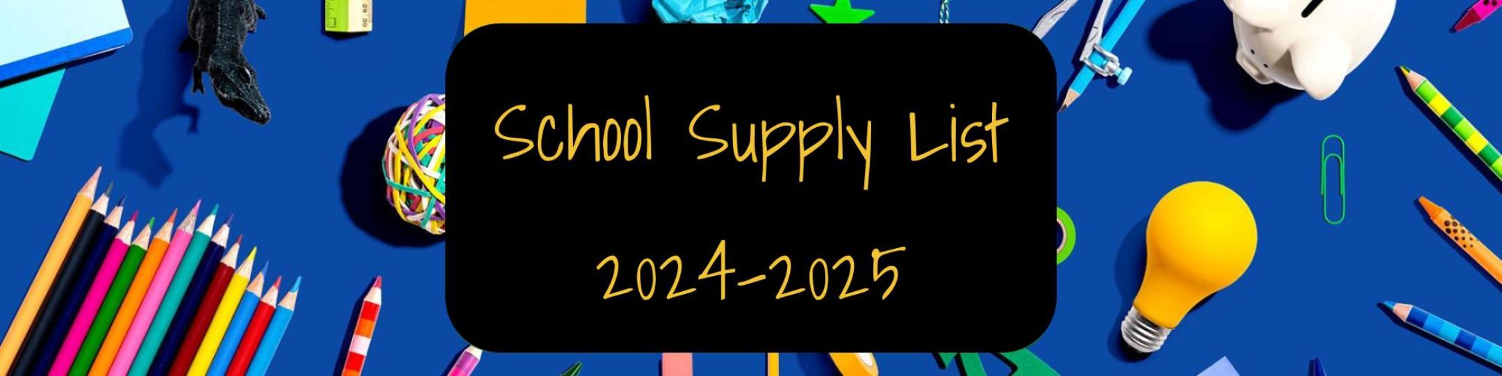 School Supply List, 2024-25